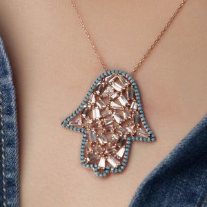 NWT Hamsa Hand of Fatima Etnique Baquette Stones